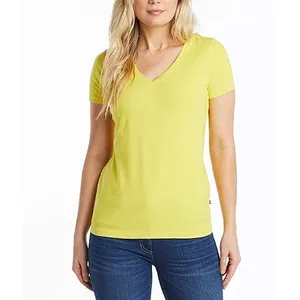 オーバーサイズシンプルストライプルーズプラスサイズVネック半袖薄い女性の通気性シャツVネックTシャツ女性用