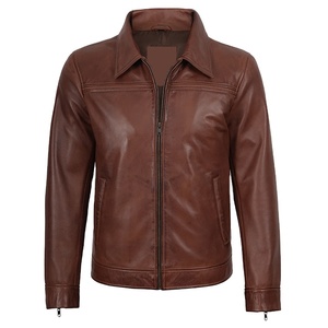 2026 OEM Hot Selling Genuine Cognac Brown Cowhide Leather <b>Jacket</b> For Men's 100%High Quality Low MOQ Winter Fashion <b>Heated</b> <b>Jacket</b> - Product Image 1