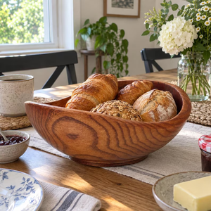 Wooden Salad <b>Bowl</b>, <b>Large</b> Fruit & <b>Serving</b> <b>Bowl</b>, Natural Wood Kitchen <b>Bowl</b>, Rustic Table decor <b>bowl</b> - Product Image 4