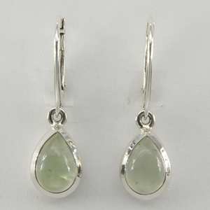 Designer Genuine Green Prehnite Gemstones 925 Sterling <b>Silver</b> <b>Drop</b> <b>Earrings</b> Women's Graceful Pear Shape Green Best Occasions - Product Image 1
