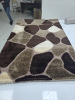 Tapis de salon rectangulaire Adiva Shaggy en jute turque, réversible, à poils moyens, avec envers en latex, fabriqué à Gaziantep