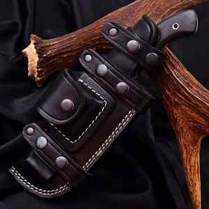 Damascus Steel Blade Tracker Fixed Blade Knife Wood Handle Outdoor <b>Camping</b> Knives - Product Image 6