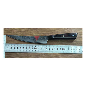 Cuchillo de caza de hoja de acero de Damasco más vendido con mango de madera afilado grabado para acampar OEM personalización compatible - Product Image 2