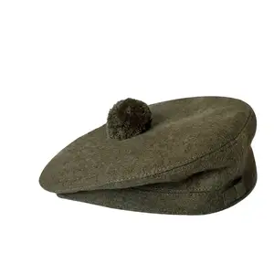 批发素色男士可调100% 棉结构巴尔莫勒尔帽五面板3D刺绣按扣装帽