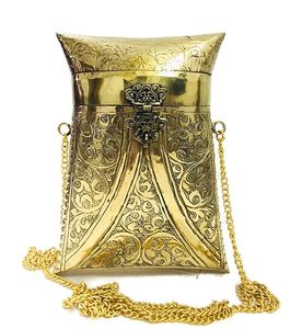 Handcrafted brass clutch <b>bag</b> with textured surface Brass clutch <b>bag</b> for engagement parties At Lowest Price By HF CRAFTS - Product Image 1