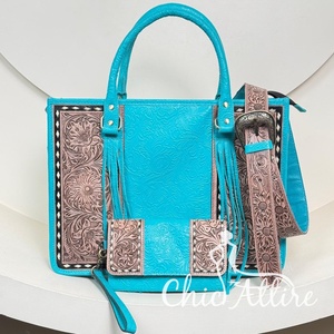 ODM OEM bolso de mano de piel de vaca de alta calidad y organizador de equipaje hecho a mano cartera de mano Conjunto Combinado de 2 piezas para mujer - Product Image 1