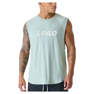 Camiseta sin mangas ligera para hombre al por mayor, chaleco de gimnasio con tirantes personalizado para entrenamiento de culturismo, ropa deportiva popular con diseño rasgado - Product Image 1