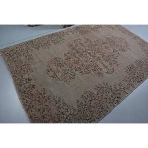 Tapis en laine marron traditionnel fait à la main 5.7x8.5 pieds Vintage turc Patchwork Rectangle Latex soutenu pour les adolescents ensembles de tapis - Product Image 2