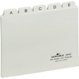 Accesorios para carpetas de archivos: Separadores de polipropileno blancos duraderos DIN A6, formato horizontal, de la A a la Z, 25 pestañas - Product Image 1