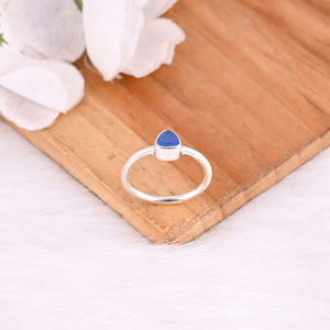 แหวนเงินแท้ 925 สไตล์คลาสสิก สำหรับงานแต่งงาน งานหมั้น หรือวันครบรอบ ประดับด้วยพลอยบลูแคลซิโดนี ตัดเจียระไนอย่างประณีต ของขวัญเครื่องประดับสุดหรูสำหรับงานปาร์ตี้ - Product Image 4