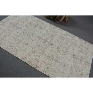 Alfombra de lana turca blanca y rosa Vintage 4 'X 7 'Diseño de retales de tejido plano para decoración de sala de estar para adolescentes - Product Image 4