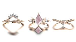 Anillo de compromiso clásico antiguo de plata de ley con cuarzo rosa, conjunto de anillos nupciales en forma de cometa para bodas y fiestas - Product Image 4