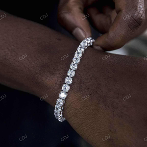 Bracelet Tennis en Argent Sterling 925 Plaqué Or Blanc Certifié GRA Classique Moissanite 6mm 7.5 Pouces pour Style Hip-Hop Unisexe - Product Image 2