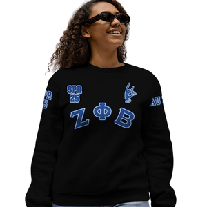 Sudadera con Cuello Redondo Bordada de la Hermandad Femenina Zeta Phi Beta, Azul, Letra Griega 1920 - Product Image 5