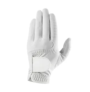 Gants de Tourisme Premium Antidérapants Personnalisés Blancs en Cuir Synthétique Peau de Mouton pour Hommes et Femmes, avec Compression Authentique en Microfibre et Fermeture Auto-agrippante Gauche - Product Image 1