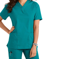 Tenues d'hôpital sur mesure à col en V, antibactériennes, pour le lavage des mains, en polyester et élasthanne absorbant la transpiration