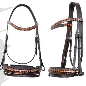 Brida de caballo de cuero de alta calidad, brida de cuero genuino con brida de caballo de salto acolchada suave en marrón - Product Image 6