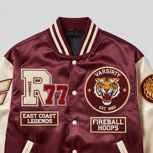 Chaqueta Universitaria Informal de Satén para Hombre, con Bordado de Chenilla, Superventas, Chaqueta Bomber de Béisbol Personalizada, Chaqueta Universitaria con Letras para Hombre - Product Image 4