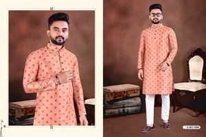 Ensemble Kurta Pyjama en Soie Jacquard Élégant pour Hommes Vêtements de Fête Vêtements Ethniques Indiens Traditionnels Costume Confortable et Stylé - Product Image 4