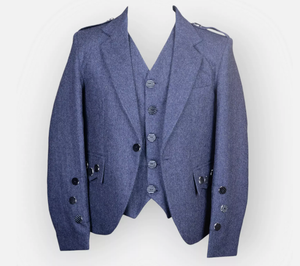 Veste kilt argyle en tweed bleu avec gilet veste argyle de mariage en laine tweed pour hommes veste de mariage faite à la main pour hommes - Product Image 3