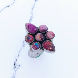 Bagues en argent sterling 925, turquoise rose nacré, prix de gros en vrac, bijoux - Product Image 2