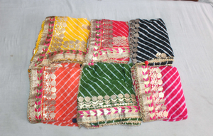 Tradicional gasa Dupatta étnica mujer ropa bufanda bufandas Lahariya Gota Patti Dupatta regalo para invitado regreso Favor - Product Image 6