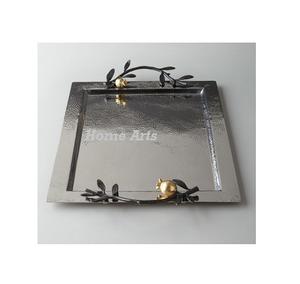 Plateau de service de nourriture en marbre de conception attrayante avec poignées en laiton plateau de service de nourriture de forme rectangulaire de la meilleure qualité - Product Image 4