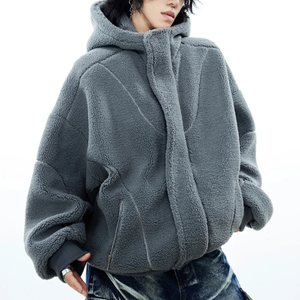 Chaqueta de invierno con capucha de peso pesado para hombre gruesa de algodón polar cálido bordado y teñido liso para primavera - Product Image 1