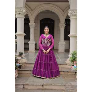 LAUNCHING NEW FESTIVE WEAR LEHENGA CHOLI FABRIC LEHERIYA PRINT WORK WITH ATTRACTIVE <b>GOTA</b> PATTI LACE - Product Image 1