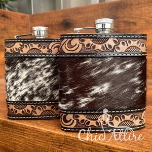 Nouvelle meilleure vente de luxe personnalisé en cuir usiné à la main Premium Heavy Duty Hip Flask Holder Case Personnalisé Vachette Hip Flask - Product Image 1