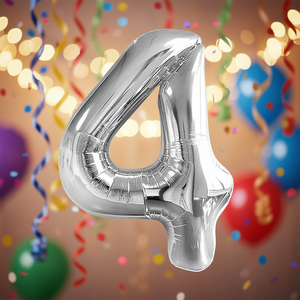 Party Love <b>Balloon</b> Numero <b>Silver</b> N4 45cm 12 pcs Bag - Product Image 3