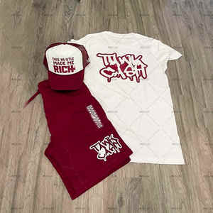 Ensemble de survêtement sportif pour homme, respirant, personnalisé, streetwear, été, t-shirt et short, décontracté, en coton, deux pièces - Product Image 4