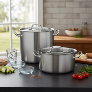 Professional Series 9200 Satin Chrome 28cm Saucepan 18/10 Stainless Steel Cookware Set with Enamel Coating Including Metal Glass - Product Image 3