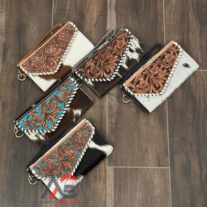 Cartera de cuero mecanizada a mano de gran capacidad más vendida, cartera de mano larga de estilo a la moda, carteras de teléfono de piel de vaca auténtica - Product Image 1