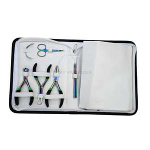 Hair <b>Extension</b> Tools Kit Rainbow Edition Including Tap-In Plier Crimping and Removing <b>Bead</b> Pliers Bond Cutter Loop Hook & Clips - Product Image 5