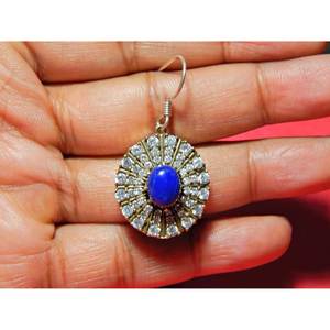 Pendiente de Plata de Ley 925 con piedra preciosa lapislázuli hecha a mano regalo de joyería de oro rosa para niñas y mujeres - Product Image 4