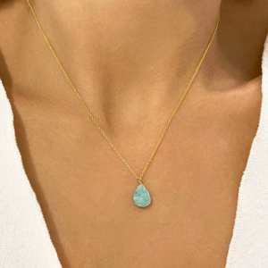 Collier pendentif Amazonite verte fait à la main bijoux en pierres précieuses collier en cristal larme cadeau significatif - Product Image 6