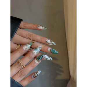 Ocean Jade Press on Nail, autocollants élégants pour ongles pour femmes et hommes - Product Image 4