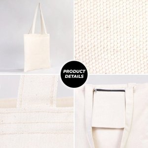 Sac en toile de coton naturel 14 x 16 (35x40 cm) avec fermeture ouverte, 10 oz, sac simple et uni sans logo, idéal pour ranger les accessoires. - Product Image 4