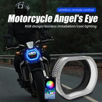 Feux de croisement de voiture à lentille de projecteur bi-xénon de 25 pouces et 3 pouces avec caches d'anneaux lumineux LED RGB 5D Angel Eyes pour rétrofit DRL