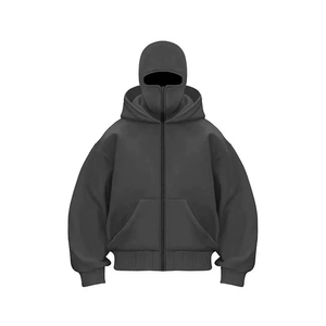 Sweat à capuche Ninja en coton uni de haute qualité, fermeture éclair, streetwear, dernier design, personnalisé, 500 g/m², sweat à capuche à fermeture éclair tendance - Product Image 3