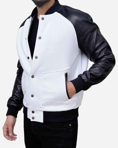 Veste universitaire de haute qualité grande taille pour hommes Logo personnalisé broderie coupe-vent Letterman Baseball veste en laine à manches en cuir - Product Image 4