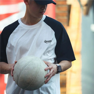 T-shirt pour homme à manches courtes, couleur unie, style basket-ball, décontracté, ample, col rond, maille, sportif, tendance, polyvalent - Product Image 2