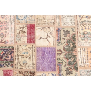 พรมตุรกีลายปะติดแบบวินเทจ ขนาด 2.6x9.5 ฟุต (78x290 ซม.) สีเบจลายดอกไม้ - Product Image 5