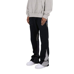 Pantalones de chándal acampanados de alta calidad para hombre, estilo holgado, personalizados por el fabricante OEM, pantalones deportivos elásticos apilados - Product Image 1