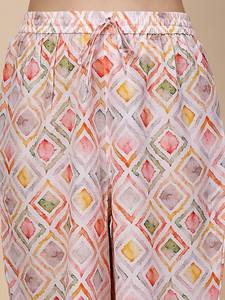 Geometric Printed Shirt Collar Regular Kurta with <b>Trousers</b> Indian Handmade Polyester Plazo Kurti Set Women Fashion Clothing - Product Image 5