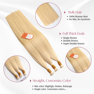 Extensions de cheveux humains Remy en vrac, tissage double, trame simple, couleur blonde, mèches de cheveux naturels, qualité salon - Product Image 4