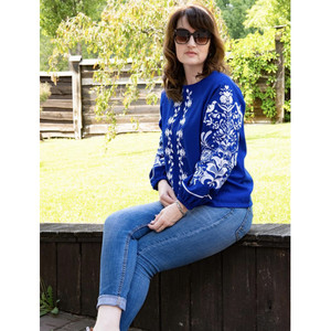 เสื้อเบลาส์สไตล์โบฮีเมียนสำหรับผู้หญิงเสื้อเบลาส์ปักลายไซส์ใหญ่พิเศษสำหรับงานปาร์ตี้ - Product Image 2