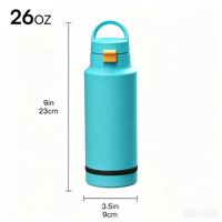 Bouteille shaker YEWAYOGA en acier inoxydable 26 oz + 6 oz avec compartiment de rangement et couvercle à bouton-poussoir pour la salle de sport et les promenades avec le chien