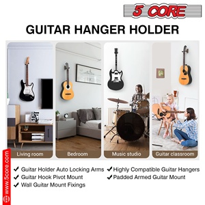 5Core Guitar Wall Mount Hanger Adjustable <b>Display</b> Wall <b>Hook</b> Holder Hard Wood Base - Product Image 5